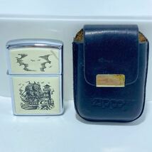 Zippo ジッポー 帆船 灯台 1988年製 359 SHIP ヴィンテージ 希少 オイルライター レザーケース付_画像1