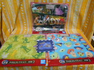 ! Disney new goods unopened Toy Story towel collection 3 kind Bandai Namco & Raver made puzzle type Coaster olientaru Land 