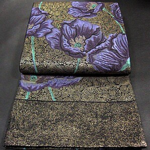 新柄 新品未仕立 西陣織六通柄高級袋帯 アールヌーヴォーの花 の画像2