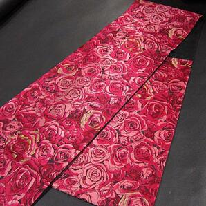 新品未仕立 西陣織六通柄袋帯 満開のバラ 情熱のバラの画像5