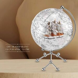 FUNPOLA 透明地球儀 DIY 世界地図 テーブルの飾り用 知育玩具 20cm