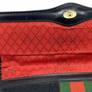 【E317】GUCCI オールドグッチ GG キャンバス×レザー シェリーライン 2way ショルダー クラッチ バッグ bの画像10