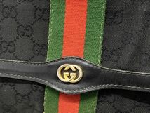 【E317】GUCCI オールドグッチ GG キャンバス×レザー シェリーライン 2way ショルダー クラッチ バッグ b_画像3