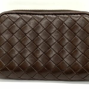 【E340】中古 BOTTEGA VENETA(ボッテガ・ヴェネタ) イントレチャート 本革 ラウンドジップ コインケース 小銭入れ bの画像2