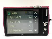 【E380】Nikon/ニコン COOLPIX S230 ローズレッド クールピクス コンパクト デジカメ 充電器 バッテリーセット 動作確認済み_画像3