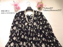 ◆新品３L~4L◆*春夏*大人フェミニン*お花柄シルエット*シアー素材*チュニック*黒xオフ白*フリル&リボン*前後2WAY*クラシカル*大きいサイズ_画像2