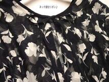 ◆新品４L~3L◆*春夏*大人フェミニン*お花柄シルエット*シアー素材*チュニック*黒xオフ白*フリル&リボン*前後2WAY*クラシカル*大きいサイズ_画像9