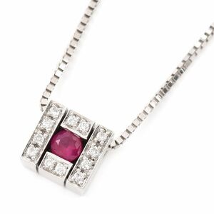  Damiani bell Epo k square necklace K18WG ruby diamond four square shape cube body Cube white gold 50cm used free shipping 