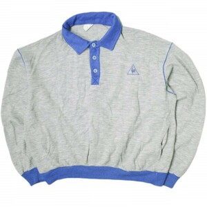 le coq sportif ルコックスポルティフ 70s - 80s スウェットポロシャツ グレー/ブルー トレーナー ユーロ フランス ヴィンテージ g15953