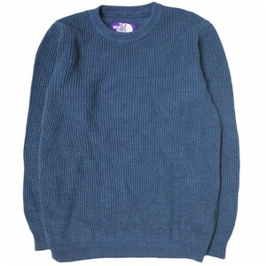 THE NORTH FACE PURPLE LABEL ザ・ノースフェイス COOLMAX CREW NECK SWEATER 畦編み クールマックスクルーネックニット NT6601N M Blue