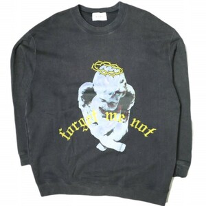 MAYO メイヨー FORGET ME NOT ANGELS Crew Neck Sweatshirt ヴィンテージ加工 スウェット ブラック トレーナー 裏毛 プルオーバー g16090