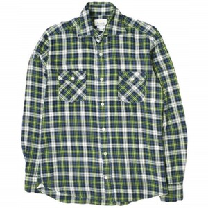 giannetto ジャンネット イタリア製 SLIM FIT チェックワイドカラーシャツ S GREEN 長袖 ホリゾンタルカラー トップス g16070
