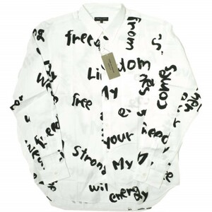 新品 COMME des GARCONS HOMME PLUS コムデギャルソンオムプリュス 21AW Freedom グラフィックプリントシャツ PH-B015 M WHITE 定価39600円