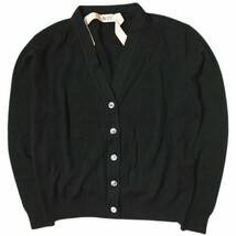 新品 N°21 ヌメロヴェントゥーノ MAGLIA CARDIGAN ロゴ刺繍 ウールハイゲージVネックカーディガン ?20S-A007-7019 36 BLACK 定価69,300円_画像1