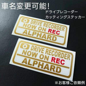 車名変更可能 【ドライブレコーダー】 カッティングステッカー 2枚セット(ALPHARD)(gl/r)