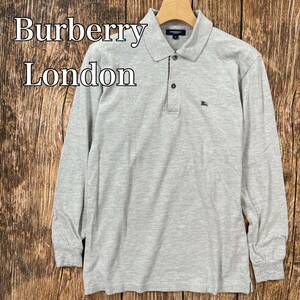 Y004 Burberry London バーバリーロンドン メンズ 長袖ポロシャツ トップス ポロシャツ ゴルフウェア ノバチェック グレー ライトグレー S