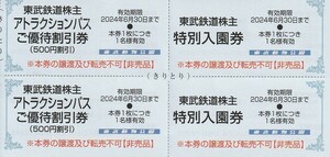 新着★おまけ付（東武博物館）★東武鉄道株主★東武動物公園★特別入園券＋ライドパスご優待割引券★各2枚セット★即決