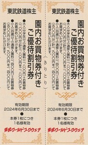 新着★東武鉄道株主★東武ワールドスクウェア★ご優待割引券★2枚セット★即決