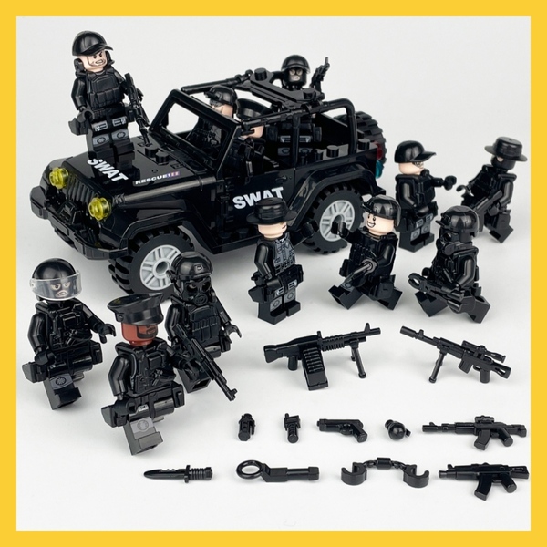 LEGO 互換 レゴ SWAT ジープ 大量武器 ミニフィグ12体セット