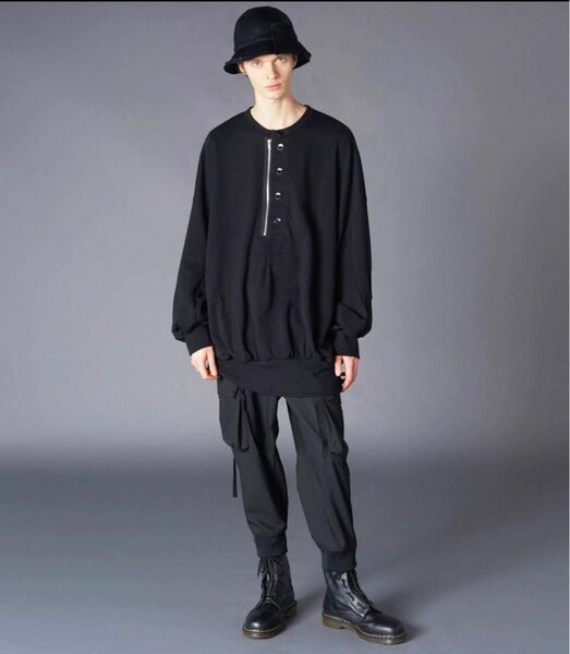 2022AW GroundY グラウンドワイ Mini fleece pile Button crew neck cut sew