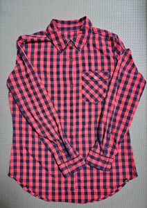 バーグハウス ギンガムチェックシャツ レディースLサイズ 赤×ネイビー