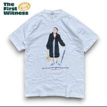 90's New Balance ニューバランス　Tシャツ　スニーカーばあちゃん　Lサイズ　白　フルーツオブザルーム　_画像1