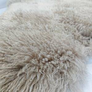 A03-0408 ムートン ラグマット 羊毛 チャコール色 クリーニング済の画像7