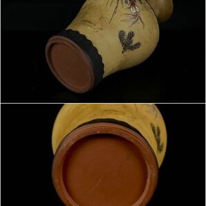 【寧】中国古玩 唐物 朱泥 紫砂 白泥 金魚図 花瓶 花器 花入 (1a042428)の画像10