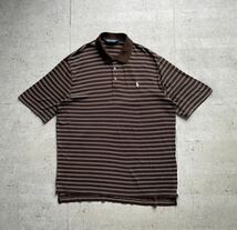 ポロラルフローレン POLOGOLF スモールポニー ボーダー ポロシャツ ブラウン×ホワイト L rrl ラルフローレン_画像2