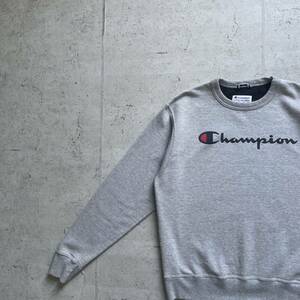 champion チャンピオン ワッペン ワンポイントロゴ クルーネック スウェット トレーナー グレー M