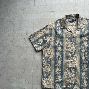 ポロラルフローレン vintage 90's シャンブレーペイズリー柄 オープンカラーシャツ マルチカラー M rrl ラルフローレン