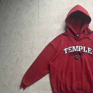 champion チャンピオン カレッジロゴ TEMPLE プルオーバー パーカー レッド XL