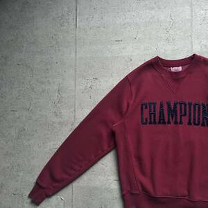 champion チャンピオン リバースウィーブ ワッペン ワンポイントロゴ クルーネック スウェット トレーナー ボルドー S