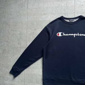 champion チャンピオン プリント ワンポイントロゴ クルーネック スウェット トレーナー ネイビー L