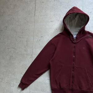 champion チャンピオン ヘビーオンス ワンポイントロゴ フルジップアップ パーカー ボルドー S 