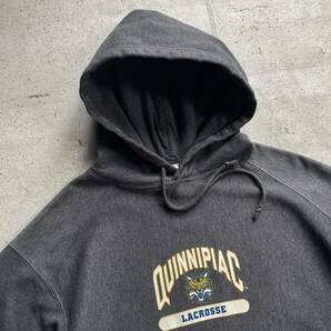 vintage 90's Badger Sport カレッジロゴ QUINNIPIAC プルオーバー パーカー チャコールグレー Lの画像3