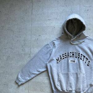 vintage 90's ESY カレッジロゴ MASSACHUSETTS プルオーバー パーカー グレー M