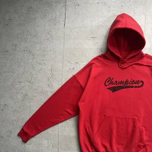 champion チャンピオン プリント ワンポイントロゴ プルオーバー パーカー レッド L