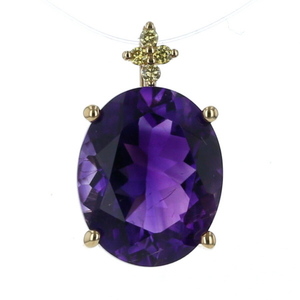 GSTV K18YG pendant top amethyst 3.00ct yellow diamond 0.02ctmoroko production rutile [ new goods finish settled ][zz][ used ]