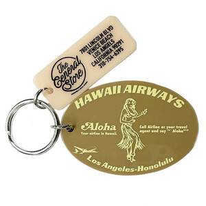 HAWAII AIRWAYS フラガール柄 キーホルダー ブラウン アクリル製 ハワイ 航空 ハワイアン ハワイ 雑貨 アメリカ 雑貨 アメリカン雑貨