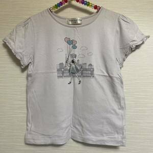 140サイズ　むーのんのん　Tシャツ　moononnon 女の子柄　ラベンダー