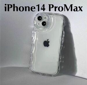 iPhone14ProMax ウェーブ クリア ケース 透明 韓国 シンプル スマホケース