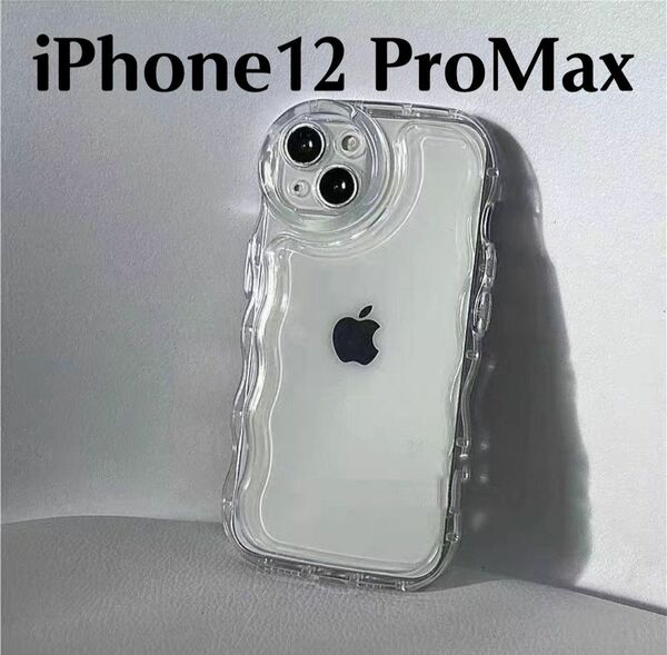 iPhone12ProMax ウェーブ クリア ケース 透明 韓国 シンプル