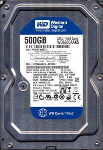 Western Digital WD5000AAＫS 3.5インチ HDD SATA 500GB 電源267回 使用46時間