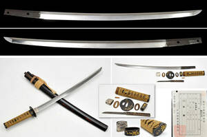 [ sword .] side .. less . length :48.1cm curve :0.8cm eyes .. hole :2 piece Nagano 90476 Japanese sword 0302030-2