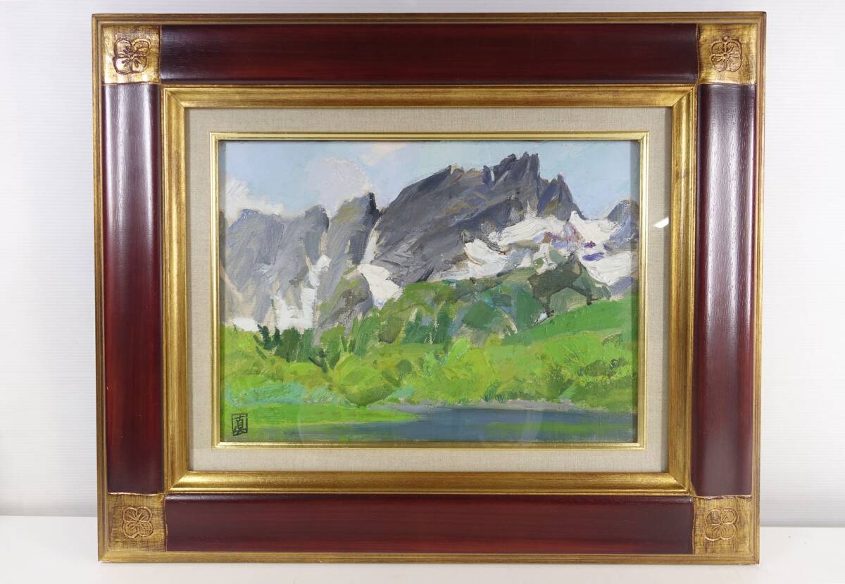 [Authentic work] Shinichiro Adachi oil painting Kensennin Pond No. F4 No box Framed: 43 x 52 cm ● Landscape oil painting 0301093-2, painting, oil painting, Nature, Landscape painting