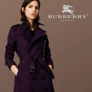 BURBERRY ステンカラー トレンチ コート トレンチコート パープル　紫 ノバチェック