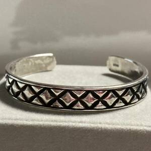 [ anonymity delivery ]silver925 stamp quilting Indian jewelry bangle bracele men's lady's accessory 