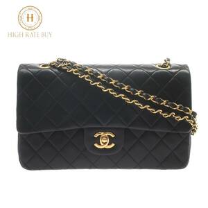 1円スタート CHANEL シャネル マトラッセ チェーンショルダーバッグ ココマーク ゴールド金具 ラムスキン Wチェーン Wフラップ ブラック 黒