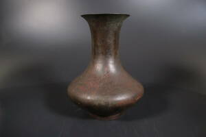 【和】(9038)　　時代古作　古銅花生　花瓶　茶道具　唐銅